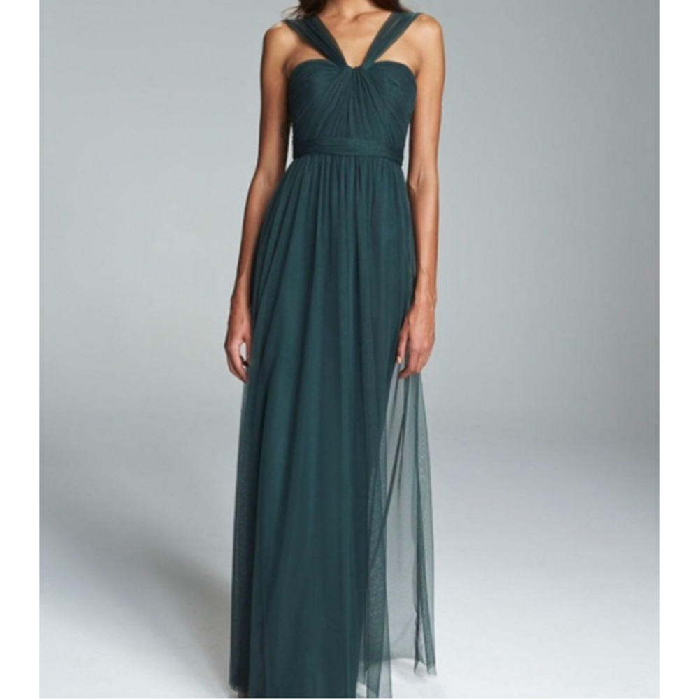 Amsale Aisha Emerald Hunter Green Bridesmaid Gown Size 8